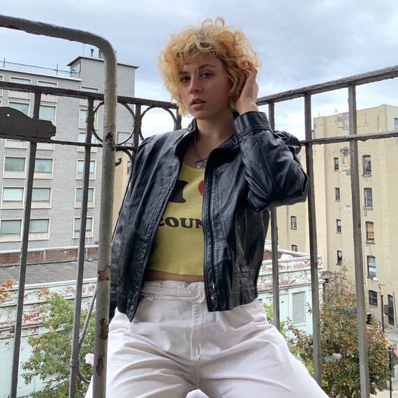 Vintage 1980s genuine leather bomber jacket