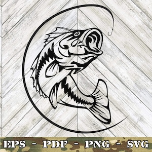 Bass Line SVG File Cricut Silhouette Glowforge Digital Download svg png eps pdf file formats any color Fishing Trout Catfish Largemouth