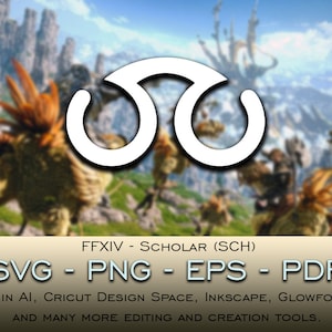 学者 (SCH) SVG ファイル Cricut Silhouette Glowforge デジタル ダウンロード svg png eps pdf ファイル形式 任意の色 FFXIV ファイナルファンタジー