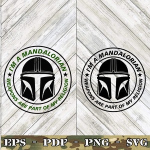 Las armas son mi religión Mandalorian SVG File Cricut Silhouette Glowforge Digital Descargar svg png eps pdf file Star Wars Grogu Baby Yoda