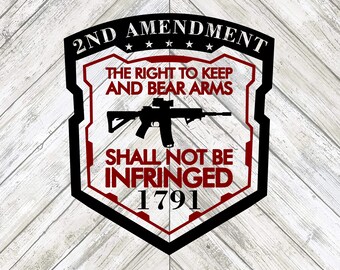 2A Escudo Derecho a poseer y portar armas no debe ser infringido Archivo SVG Cricut Silhouette Glowforge Descarga digital svg png eps pdf Patriota
