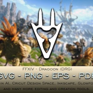 ドラグーン（DRG）SVGファイルCricut Silhouette Glowforge Digitalダウンロードsvg png eps pdfファイル形式任意の色FFXIVファイナルファンタジー