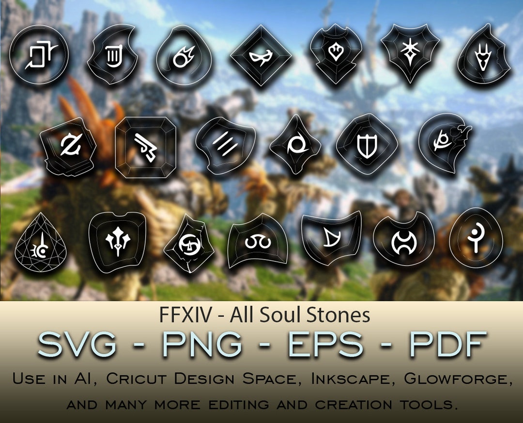 All Final Fantasy XIV Job Stones Soul Stones SVG File Cricut Silhouette