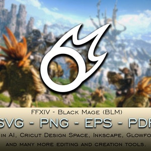 ブラック メイジ (BLM) SVG ファイル Cricut シルエット Glowforge デジタル ダウンロード svg png eps pdf ファイル形式 任意の色 FFXIV ファイナル ファンタジー