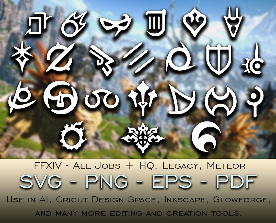 All Final Fantasy XIV Job Symbols Plus Extras SVG File Cricut