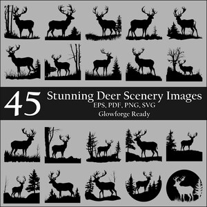 Mega Pack herten landschap beelden SVG-bestanden Cricut silhouet Glowforge digitale download svg png eps pdf-bestandsindelingen elke kleur vissen forel