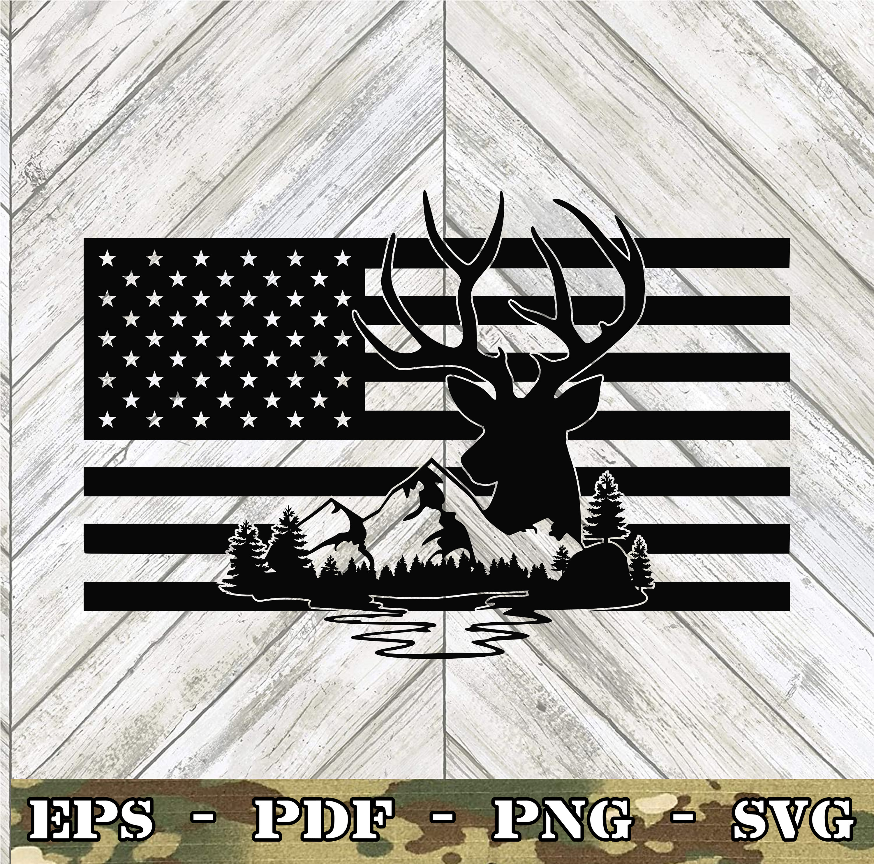 Flag Deer Horizontal SVG File Cricut Silhouette Glowforge  Etsy