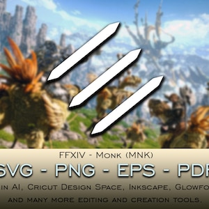 モンク（MNK）SVGファイル Cricut Silhouette Glowforge Digital ダウンロード svg png eps pdf ファイル形式 任意の色 FFXIV ファイナルファンタジー