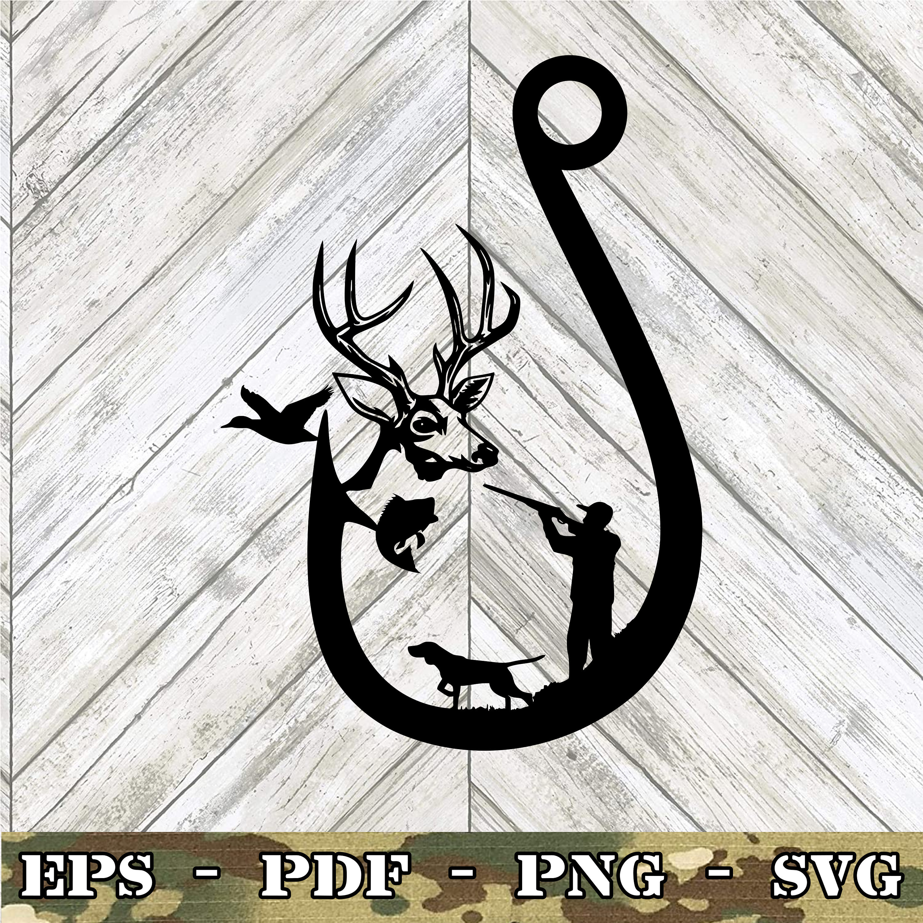 Deer Hook Duck Hunter SVG File Cricut Silhouette Etsy
