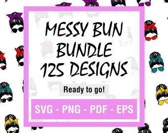 Messy Bun Bundle svg, Momlife svg, mamá cráneo svg, Mom Life svg, mamá e hija svg, Mom life Kid Life Png, gafas svg, Cricut Silhouette