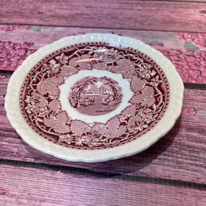 Saucer 6” Masons Vista Red Pink White Transferware Floral England Made (0229)