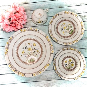 OPEN STOCK Spode BUTTERCUP  Dinner Salad Bread Plate Cup England Made Copeland Lovely! Scalloped Basketweave