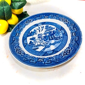 HOMER LAUGHLIN dinerbord met blauwe wilgensalade 9 inch blauw en wit transferware Willoware (0528)