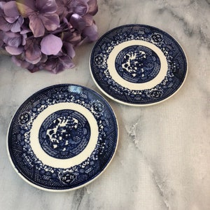 Bread and Butter Side Plates 6&quot;   BLUE WILLOW Transferware Willoware Royal China Style Royal China (0529)