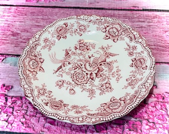 Saucer only Crown Ducal Bristol Pink (Red) White Lovely England Made (0755)