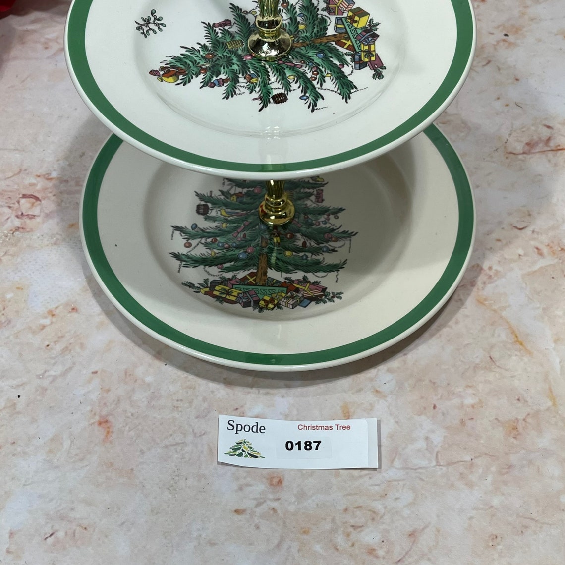 SPODE Christmas Tree Small 2 Tier Cake Stand Vintage England Etsy UK