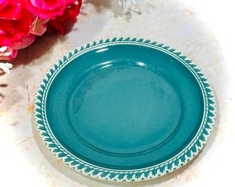 Harker Ware Pottery 6.25” Bread Plate Multiples Available Teal Green Corinthian  USA Made Lovely Mother's Day
