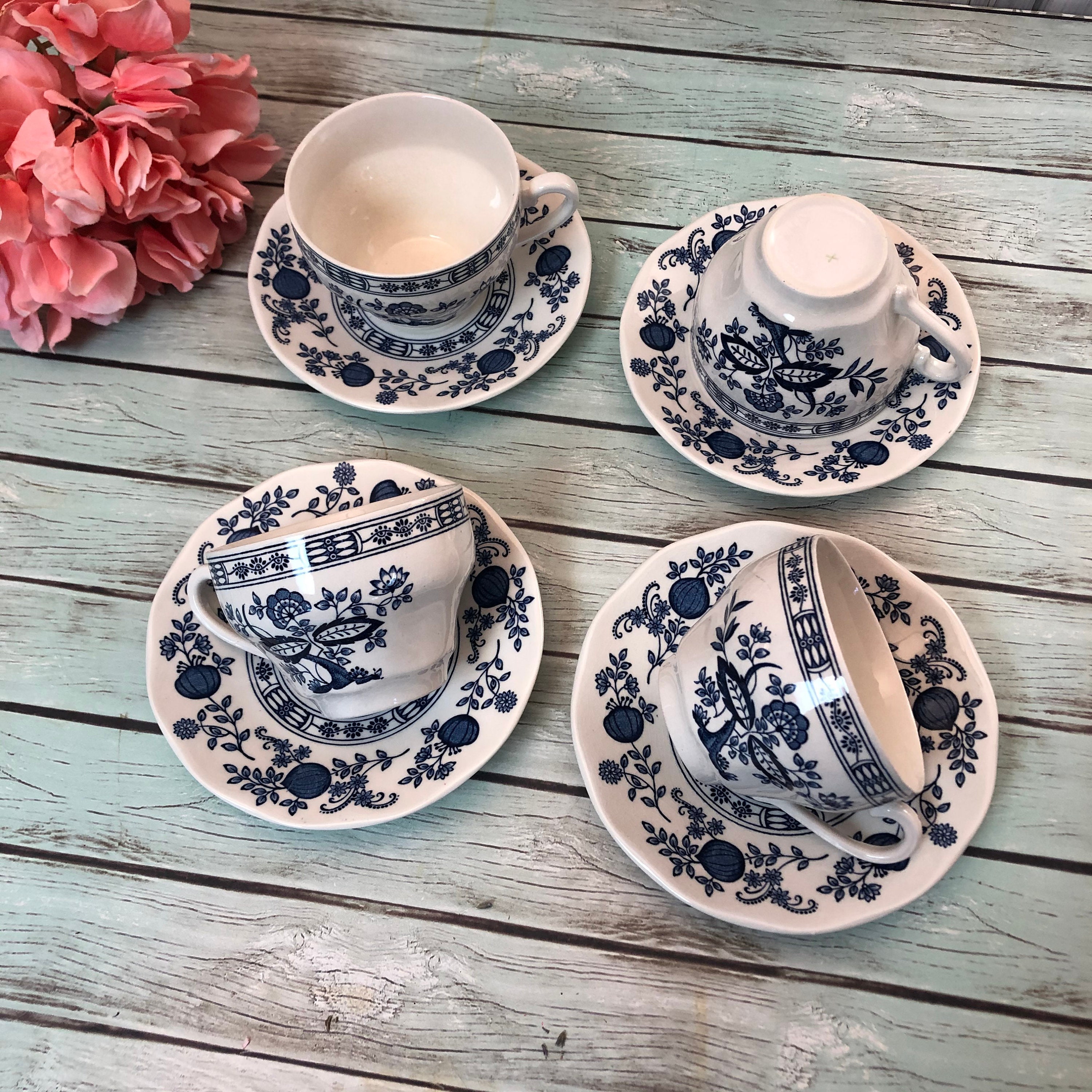 Onion Cup and Saucer Sets Blue 4 Mount Clemens Purple Onion Cup and Saucer Sets Blue 4 Mount Clemens Purple