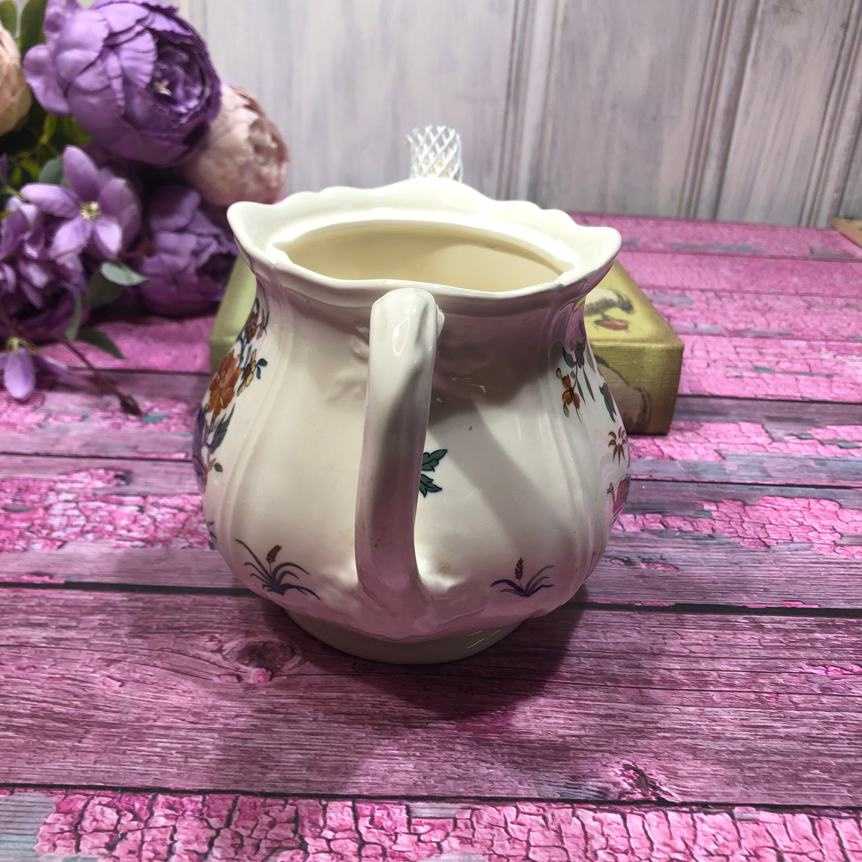 Wedgwood Chinese Teal Teapot NO Lid Rare Made in England Ivory Etsy