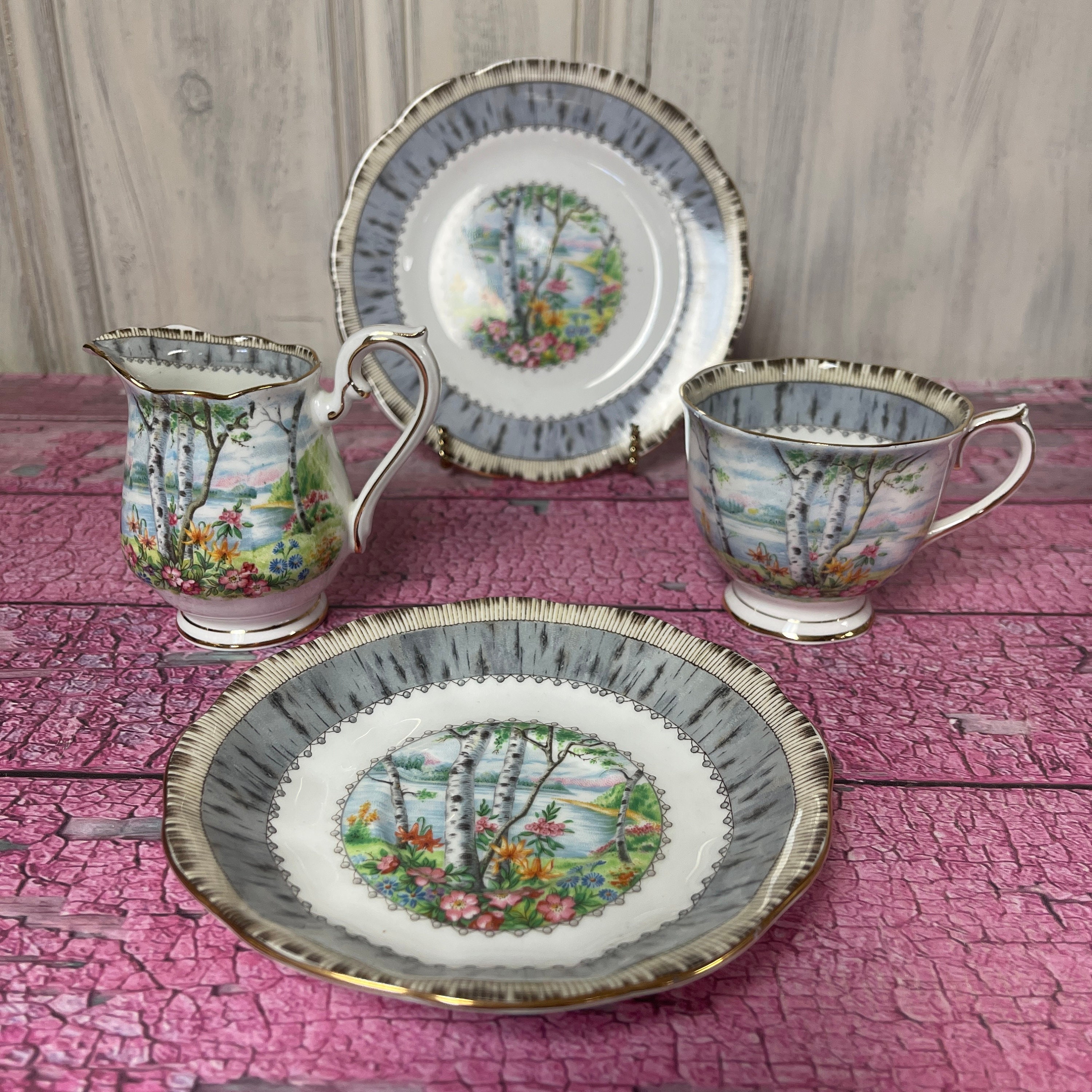 ①ロイヤル アルバート Silver Birch プレート 大皿 5枚 26cm ①