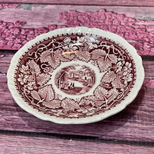 Demitasse Saucer 5” Masons Vista Red Pink White Transferware Floral England Made (0791)