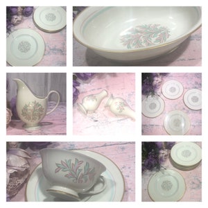 Franciscan Rossmore Open Stock Dinner Plates Salad Bowls Cups and Saucers Vintage Fine Bone China Gold Trimmed Excellent California Made