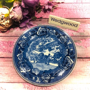 Virginia Inn Hotel 1946 Lunch Plate 9 ”Made in England von Wedgwood Blue and White Ironstone Transferware