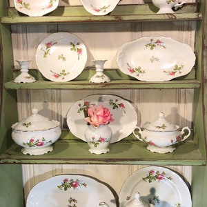 Royal Kent Moss Rose Collection Open Stock Vintage Pink Roses Pompadour Gold Trim Dinner Plates Bowls Trays Platters Coffee Pot Creamer