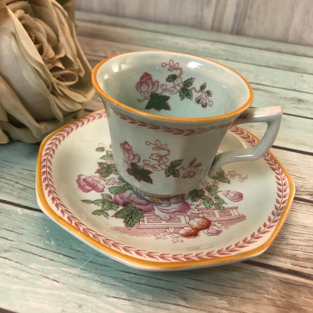 Adams Calyx Demitasse Cup and Saucer Green Made in England Vintage