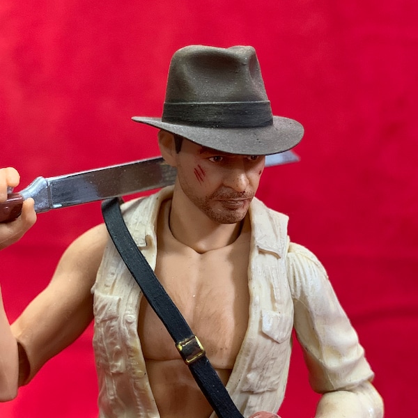 Indiana Jones Temple, Crusade, Mystery, Crystal Skull & Dial Upgrade Hat 6in scale Fits Hasbro Adventure Series Figures! NOT mass-produced