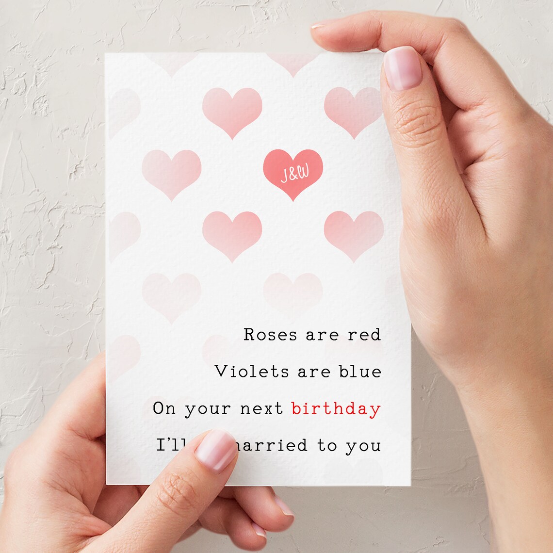 Birthday Card Custom Fiance Roses Are Red Birthday Heart Etsy