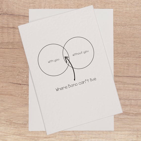 u2 funny card funny birthday card for boyfriend husband fiance him with or without you funny happy birthday card bono u2 bday song lyrics birday card