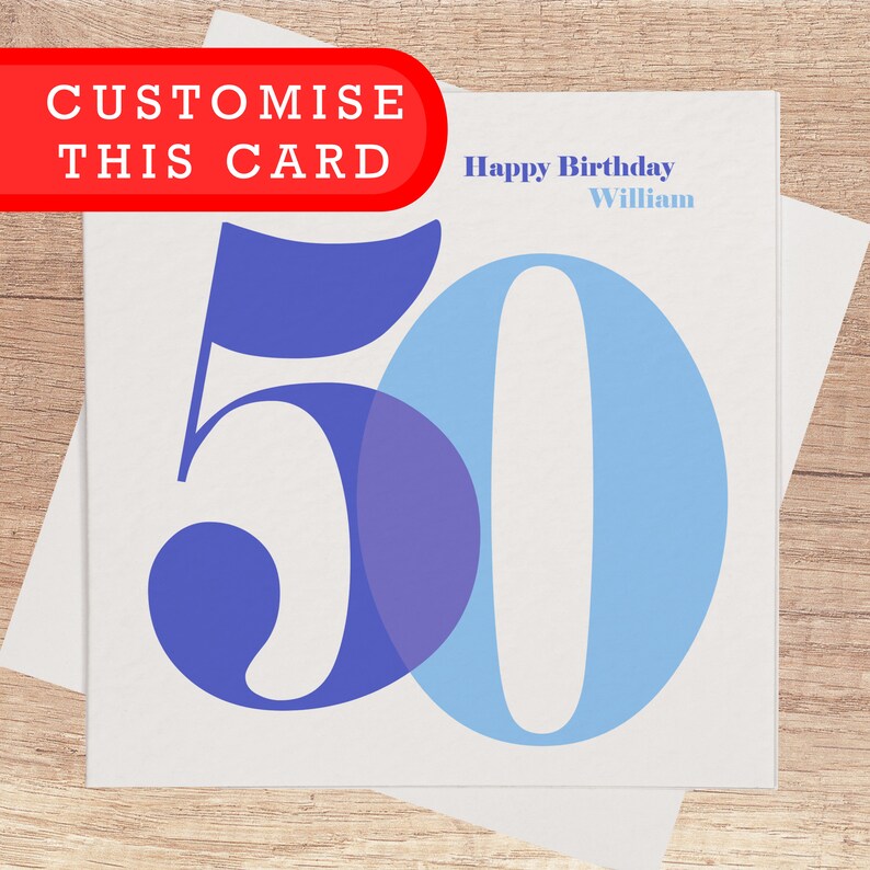 50th Birthday Card for Him Personalised 50th Happy Birthday Etsy