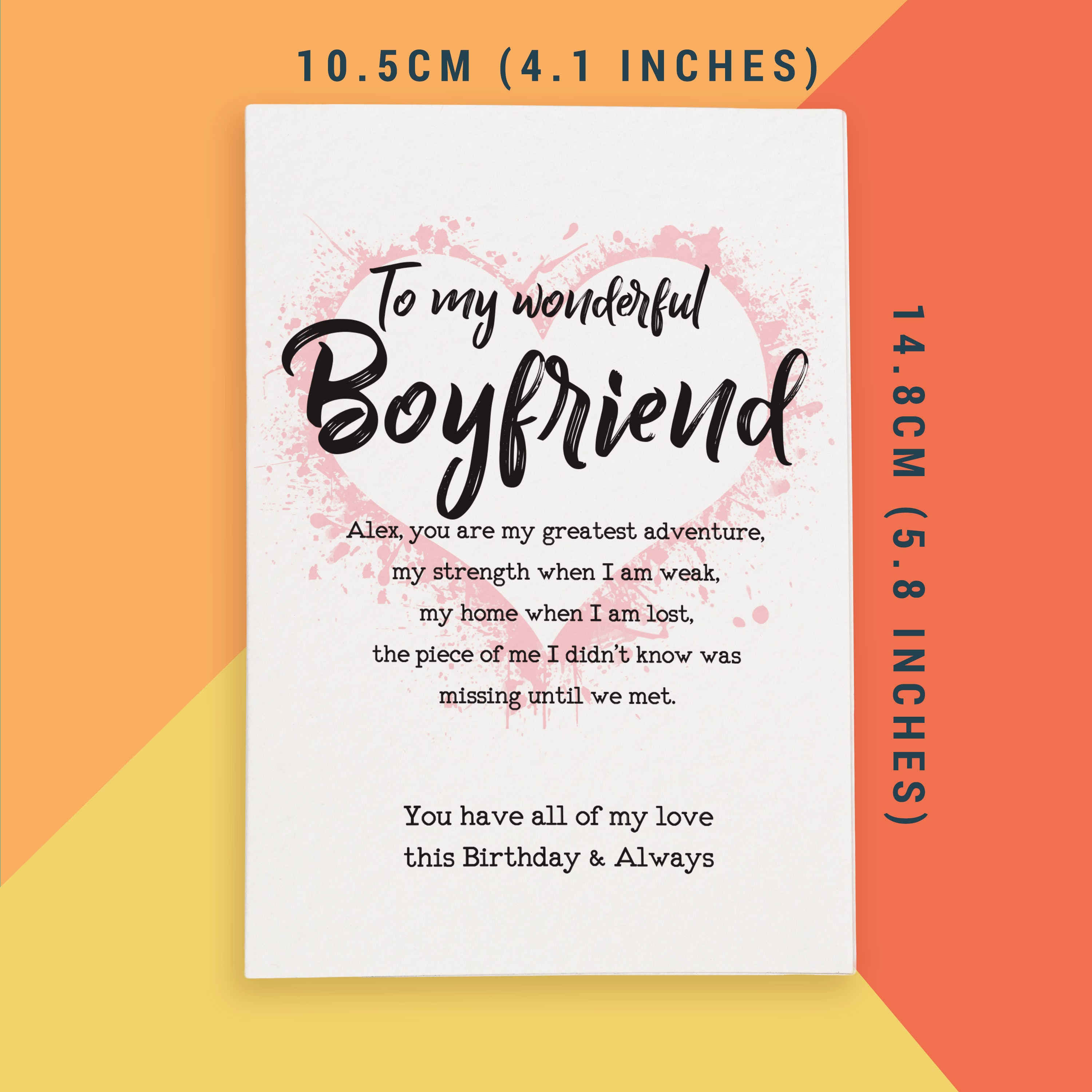 Boyfriend Birthday Card Birthday Day Card for Boyf Custom - Etsy