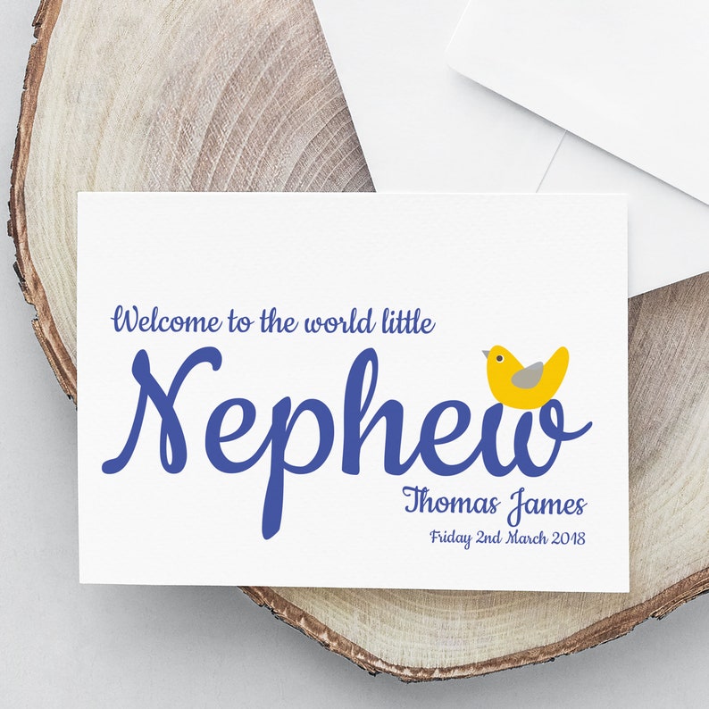 New Baby Nephew Card Personalised New Baby Card Custom Etsy UK