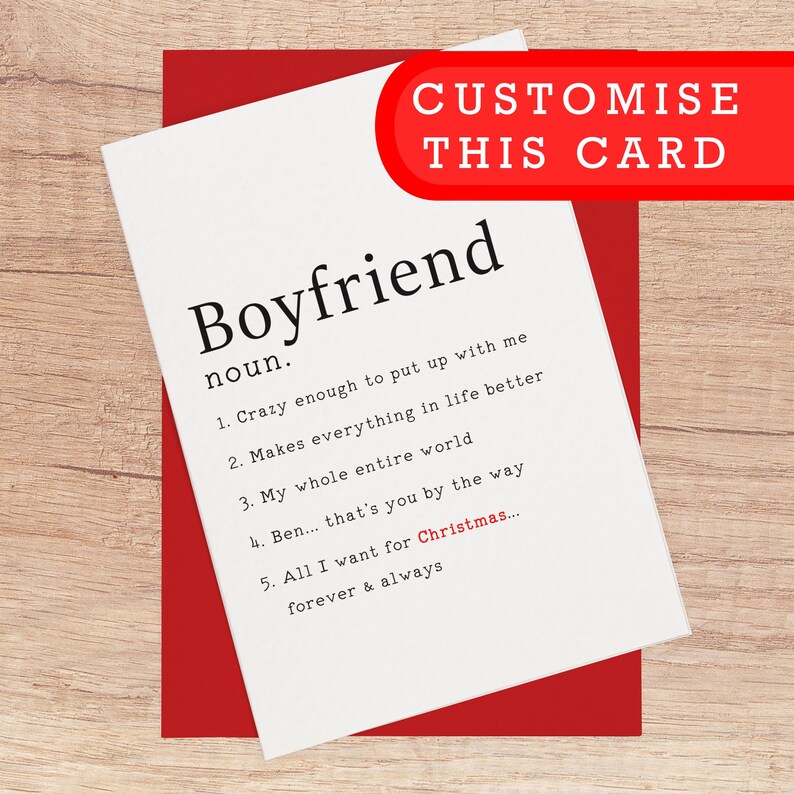 Boyfriend Christmas Card Personalised Card for Boyfriend | Etsy