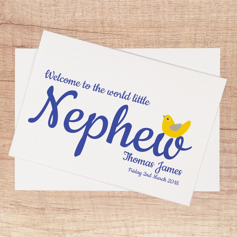 New Baby Nephew Card Personalised New Baby Card Custom Etsy UK