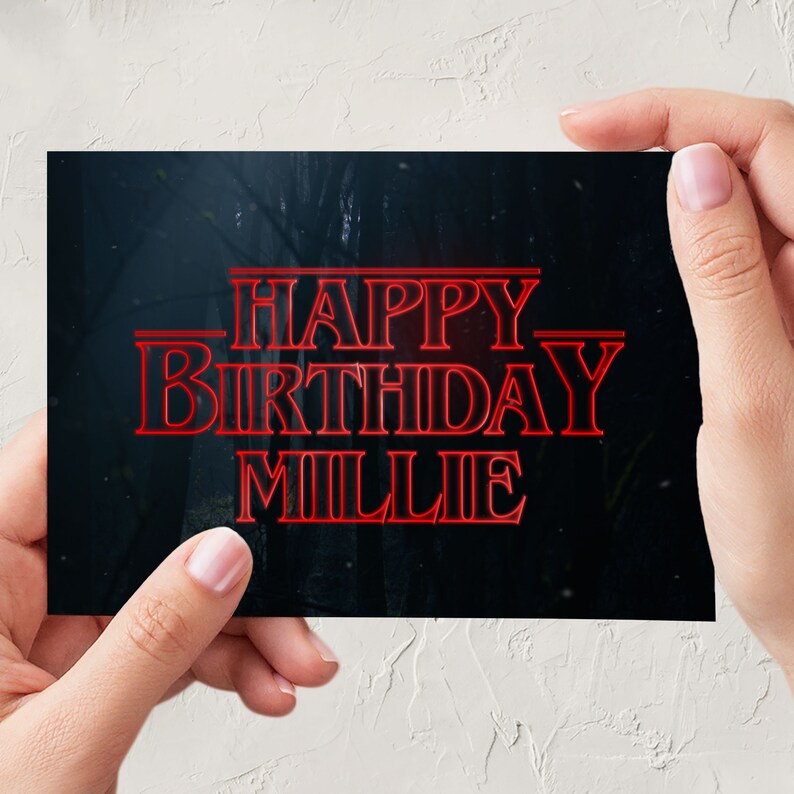 Stranger Things Birthday Card Stranger Things Font Custom - Etsy UK