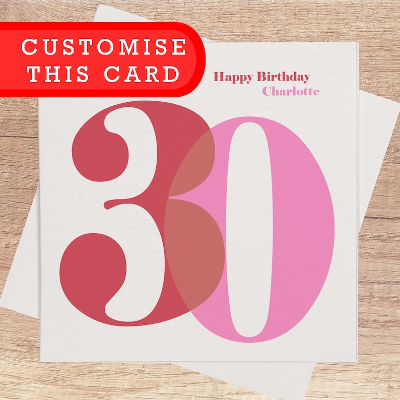 30th Birthday Card for Her Personalised 30th Happy