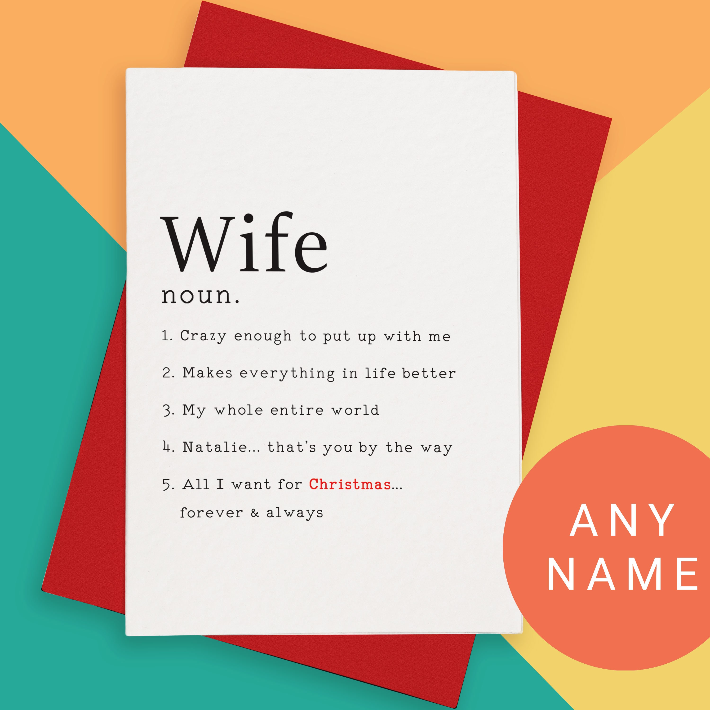 Wife Christmas Card - Etsy