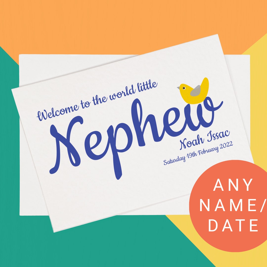 New Baby Nephew Card Personalised New Baby Card Custom Etsy