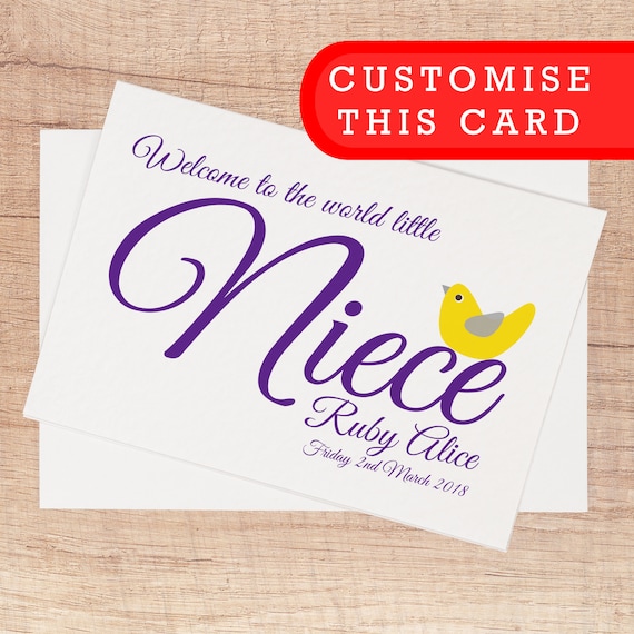 New Baby Niece Card Personalised New Baby Card Custom | Etsy New Baby Niece Card Personalised New Baby Card Custom | Etsy