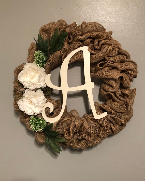 Front Door Wreaths Spring Wreath Monogram Letter Door Hanger Everyday Wreath Year Round Wreath Monogram Wreath All Season Welcome
