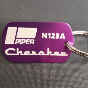 Custom Laser engraved Piper Cherokee key-ring