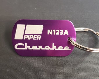 Custom Laser engraved Piper Cherokee key-ring