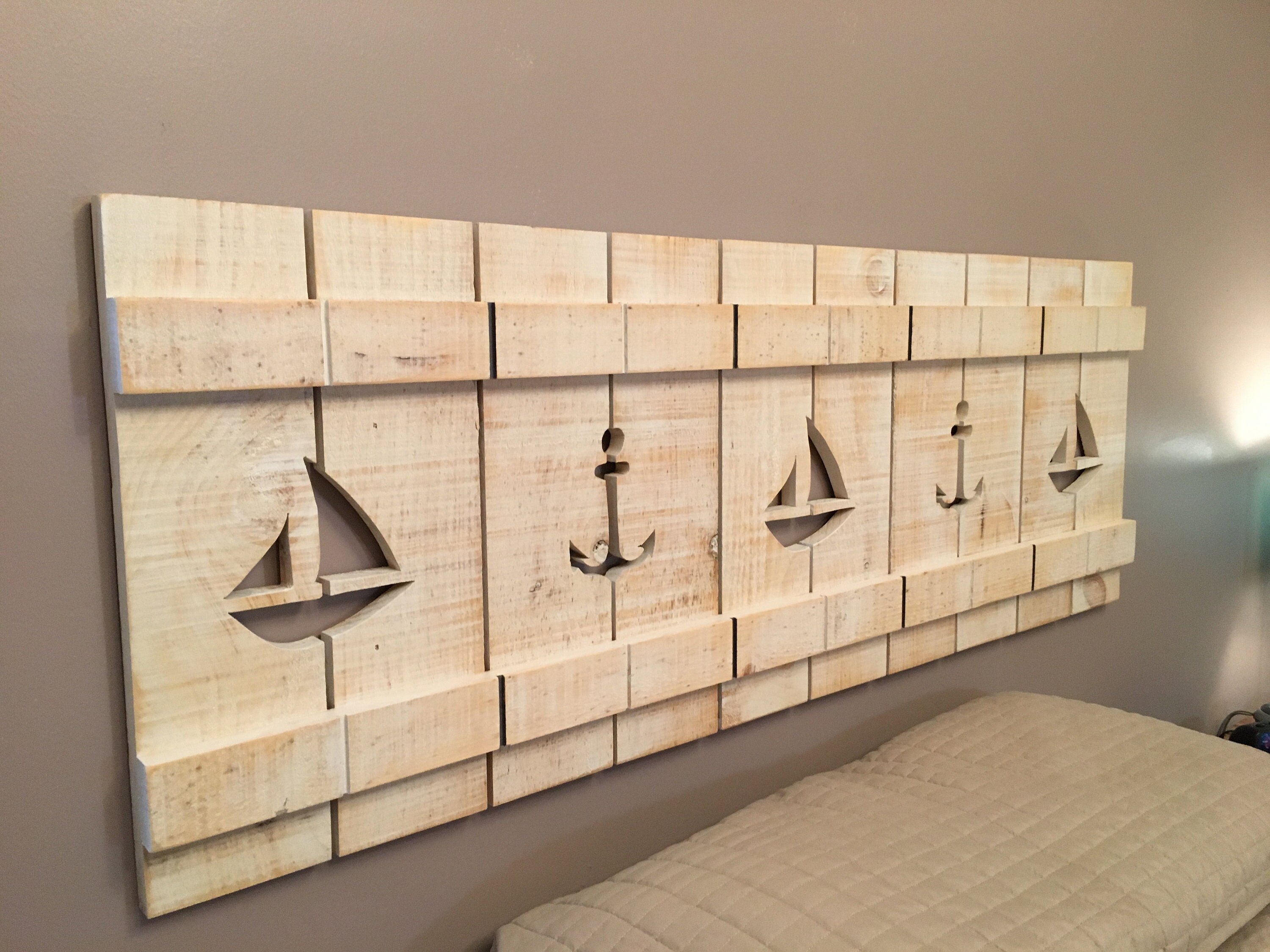 King Size Headboard Coastal Style Cut Out Vintage Optional King Size Headboard Coastal Style Cut Out Vintage Optional Distressed Available Solid Eastern White Pine Handcrafted In Usa