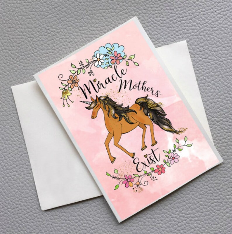Happy Mother's Day Unicorn With Flowers Greeting Card | Etsy