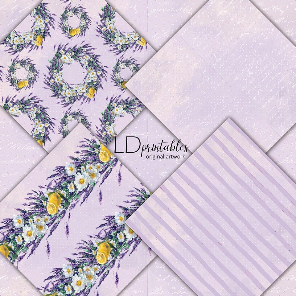 Lavender Evenings Printable Paper Pack, Cozy Leisurely Summer Nostalgy ...
