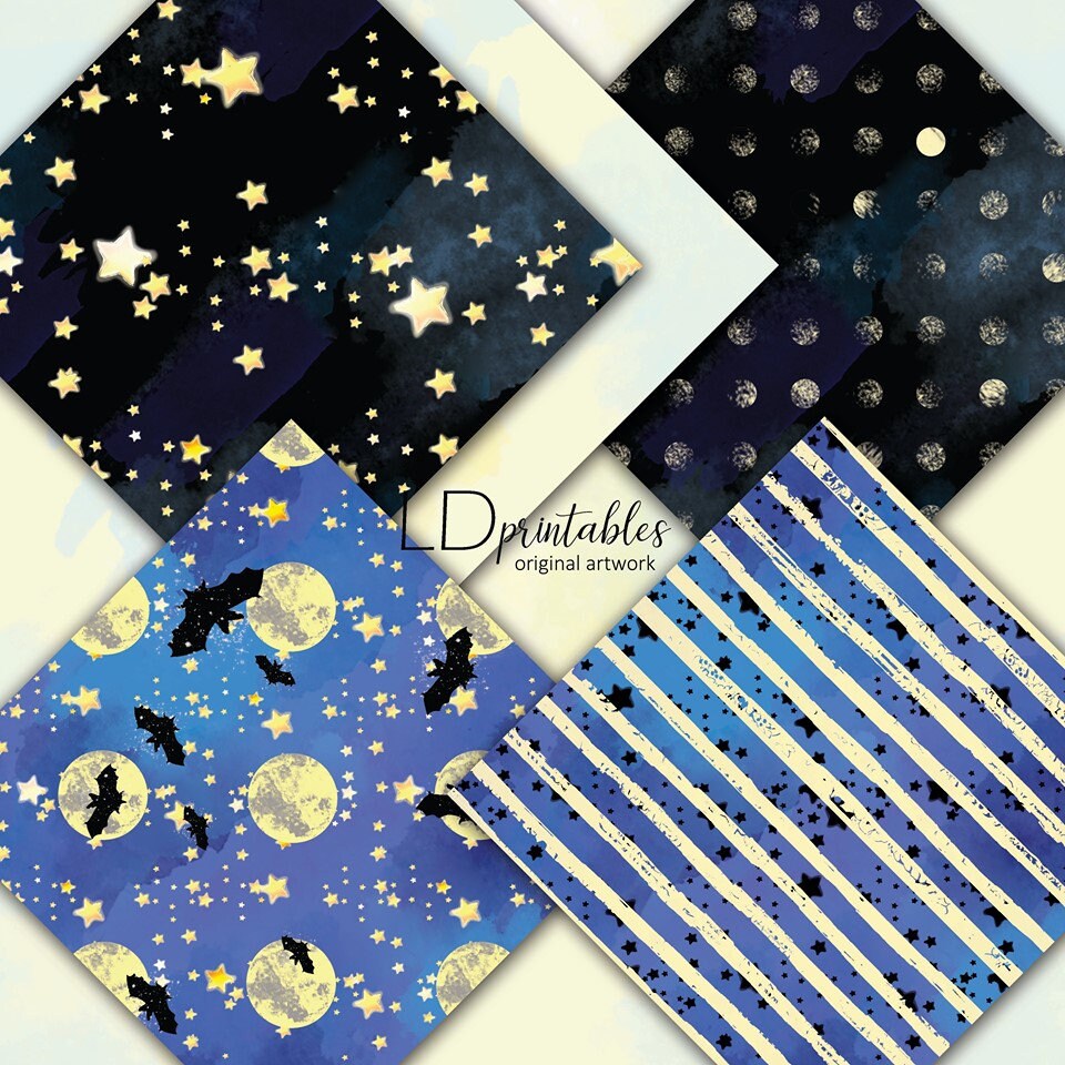 To the Moon and Back Printable Paper Pack, Halloween Digital Designs ...