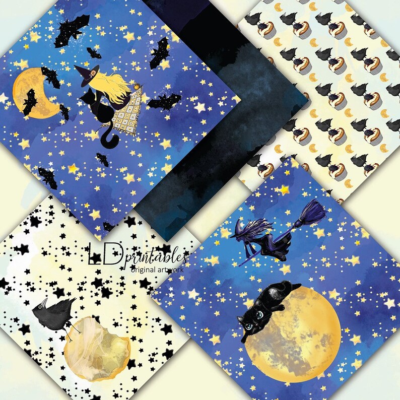 To the Moon and Back Printable Paper Pack, Halloween Digital Designs ...